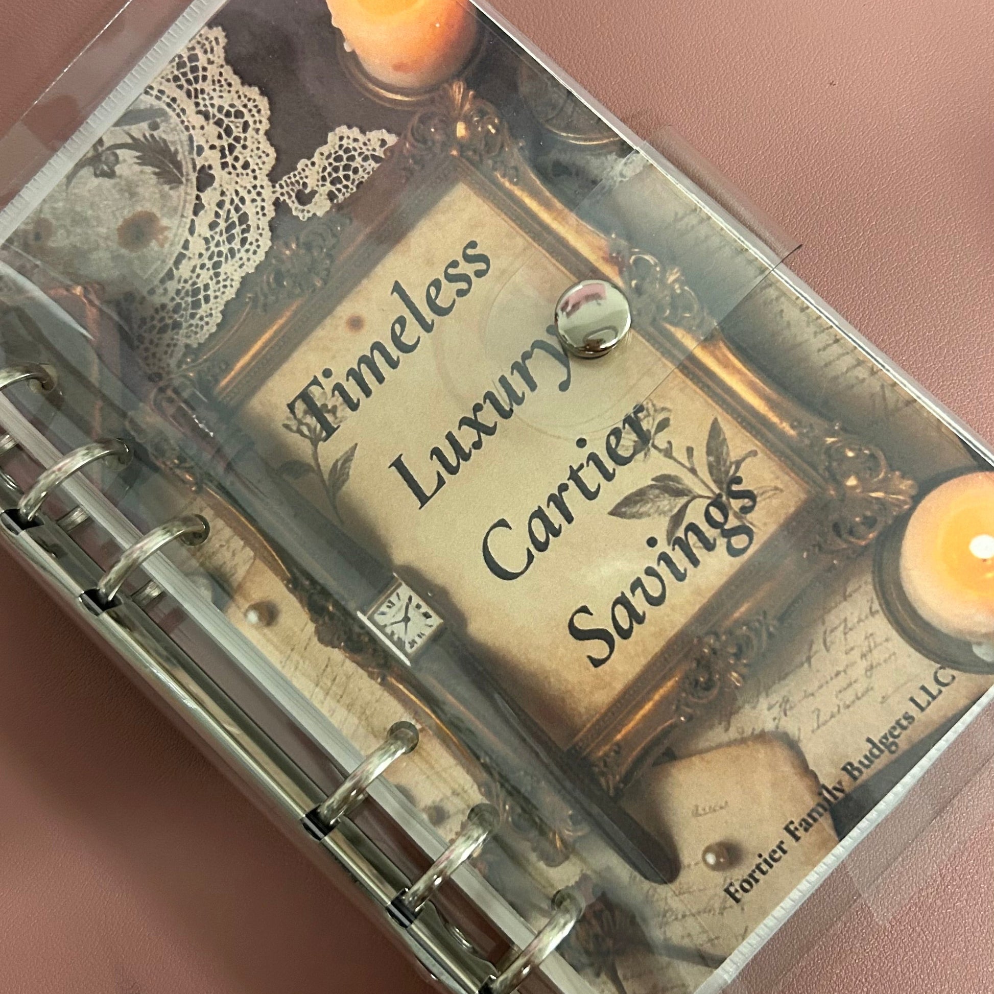 Decorative box with 'Timeless Luxury Carrier Savings' text on a brown background