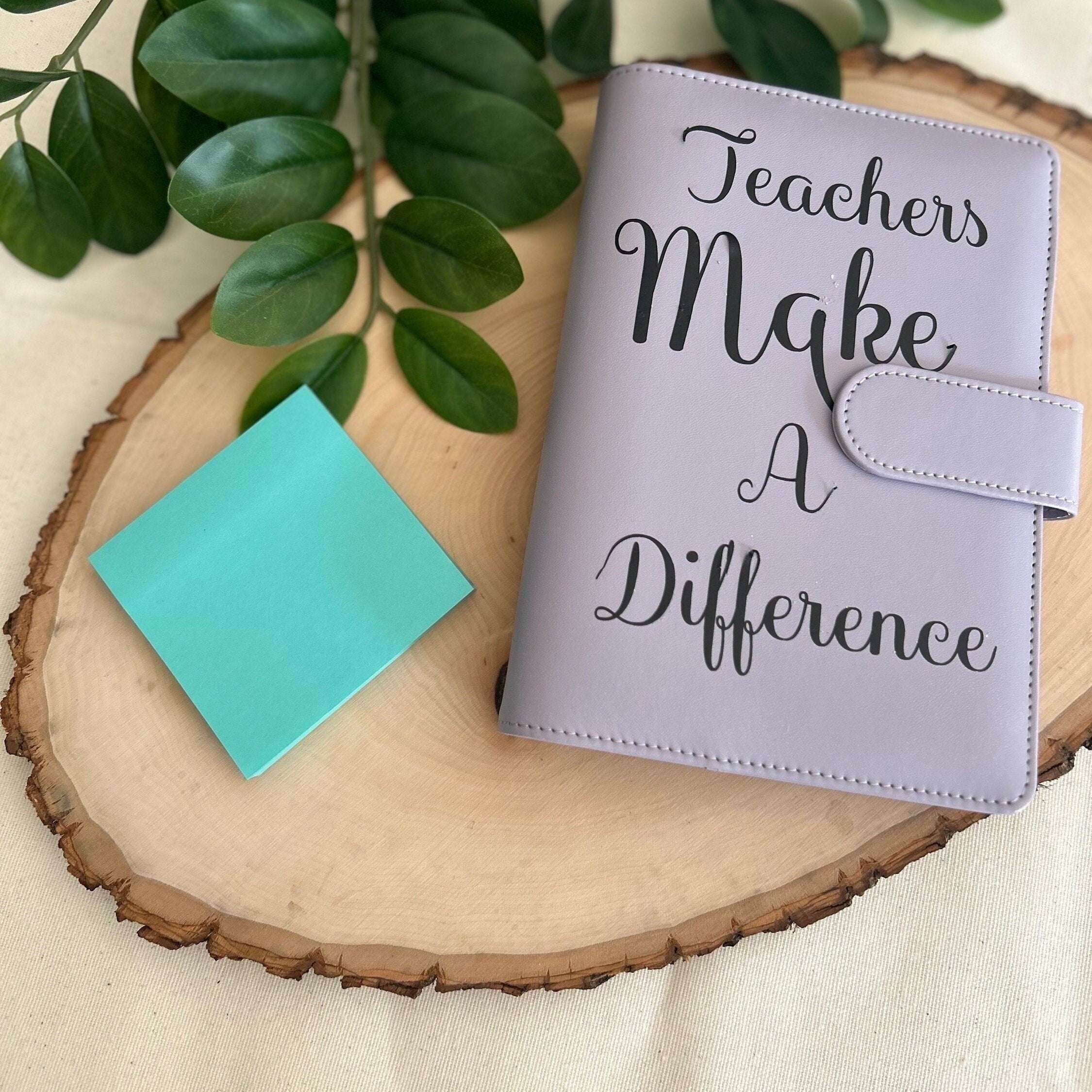 Personalized and custom teacher appreciation gift binder featuring a tailored cover design, organized sections for lesson plans, grades, and student information, perfect for teachers to stay organized and manage their classroom efficiently.