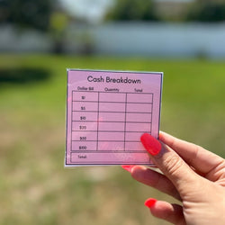 Bank Slips - Minimalist Cash Breakdown Laminated Teller Slip for Budget Binder - Fortier Family Budgets