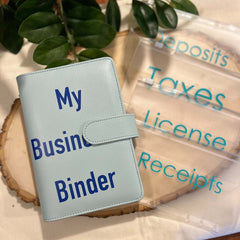 Custom and personalized business planner for your budget with tailored sections, labeled cash envelopes, designed to help entrepreneurs and small business owners manage finances efficiently and professionally.