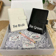 Elegant Couple Gift for Bride and Groom Gift Budget Set featuring a personalized budget binder, and labeled cash envelopes, ideal for couples planning their wedding and managing expenses together.