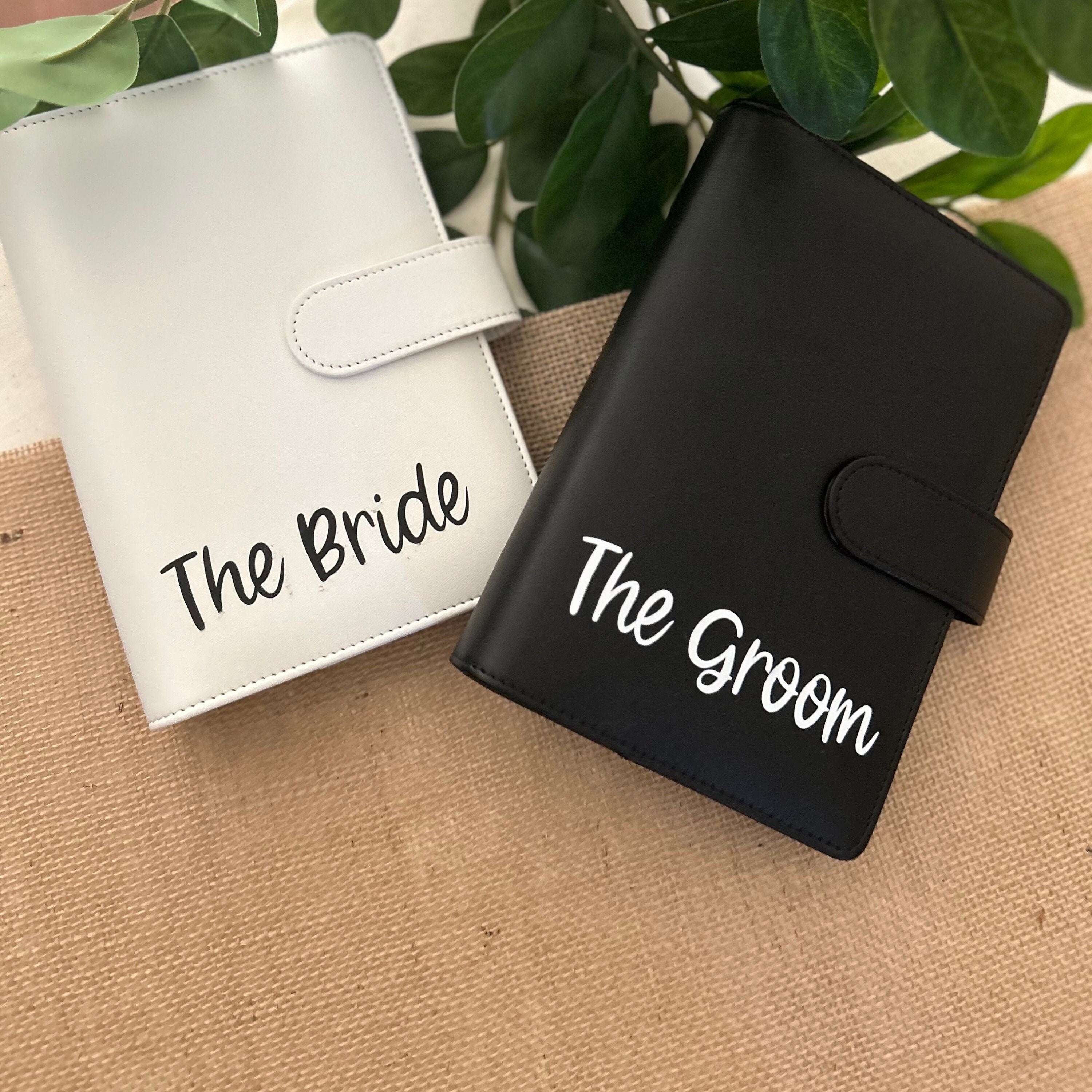 A beautifully designed Wedding Planning Book which includes a Bride and Groom Budget Binder Set featuring coordinated binders with customizable labels, perfect for wedding planning and financial organization. Ideal for tracking wedding expenses, honeymoon savings, and shared financial goals as a couple