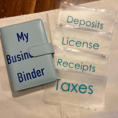 Custom and personalized business planner for your budget with tailored sections, labeled cash envelopes, designed to help entrepreneurs and small business owners manage finances efficiently and professionally.