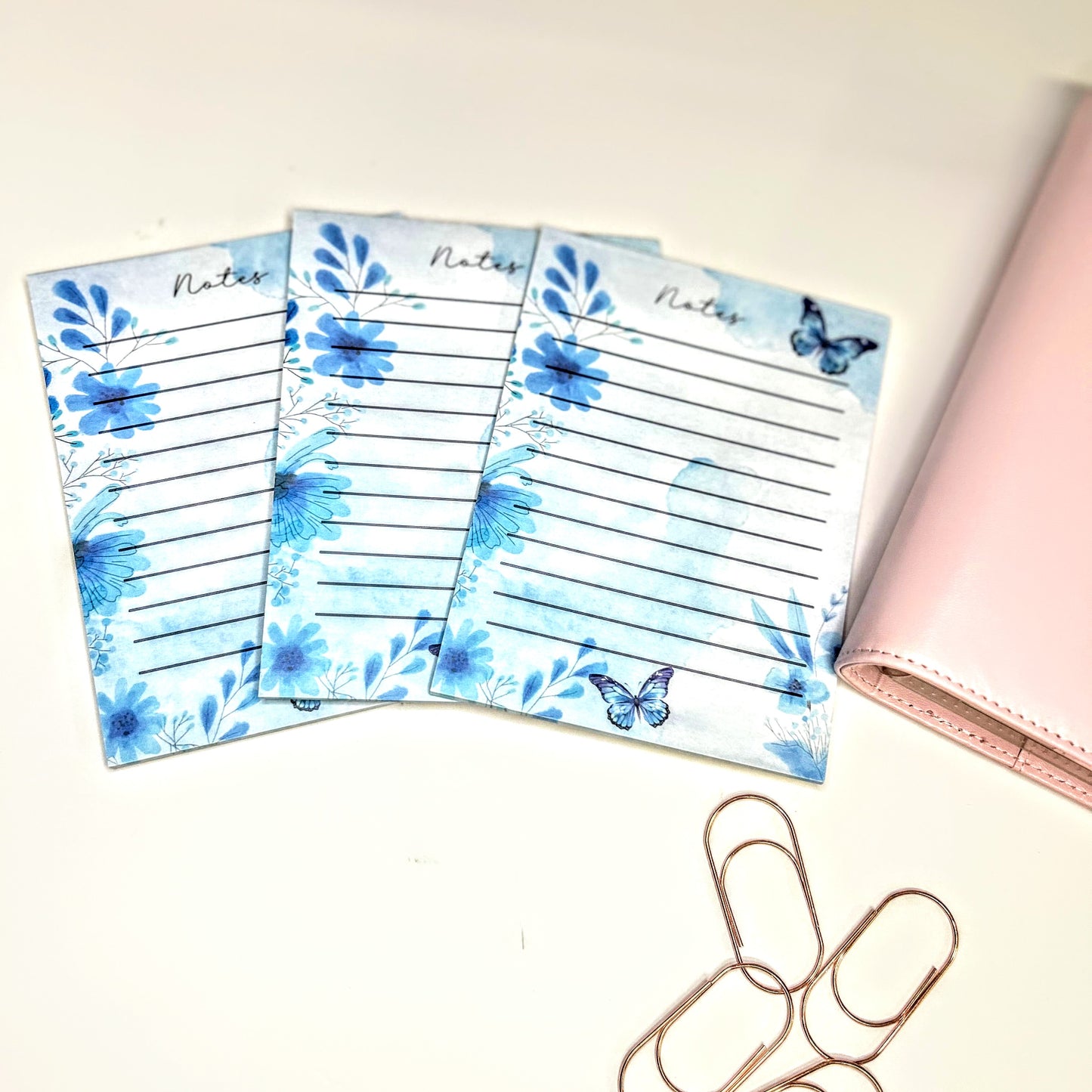 Whimsical Blue Butterfly Notepad – Cute Aesthetic Stationery for Notes & Lists