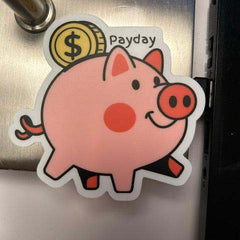 Adorable Piggybank Payday Custom Sticker featuring a cute piggy bank design and playful lettering, perfect for adding a fun touch to planners, budgeting journals, or savings trackers.