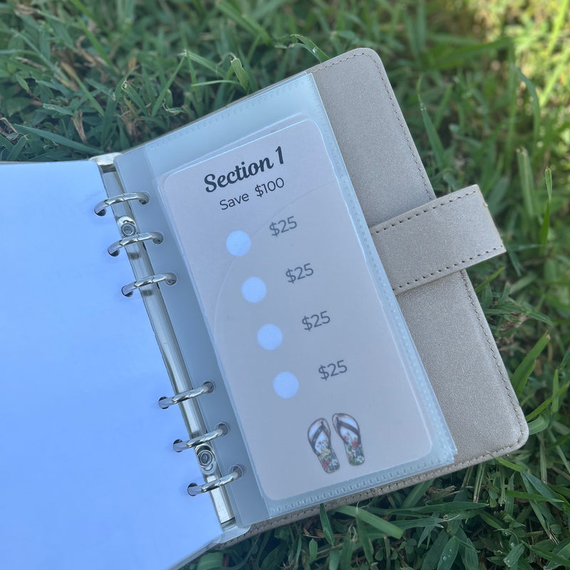 Planner with money tracking section on grass