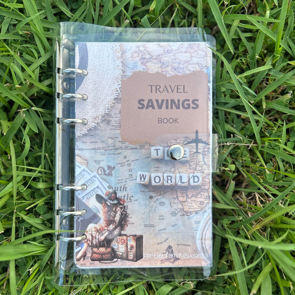 Travel savings book on grass